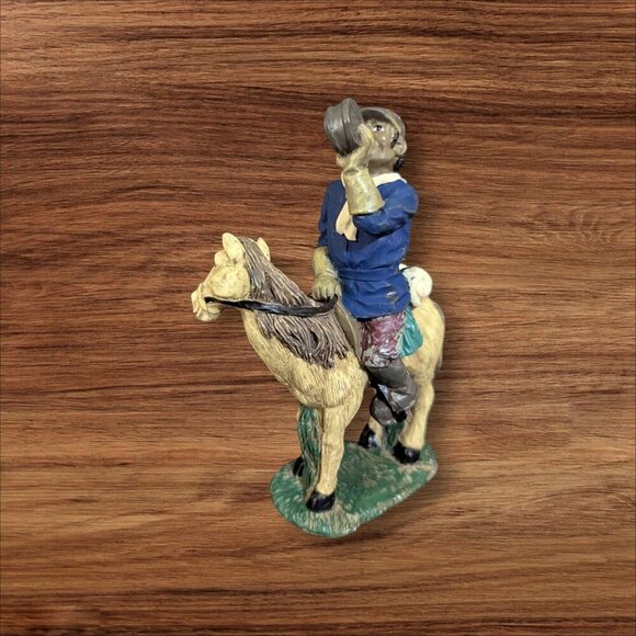 Vintage Hand-Painted Cowboy Figurine Drinking On Horse Resin 6" Tall Western Dec - Picture 2 of 10